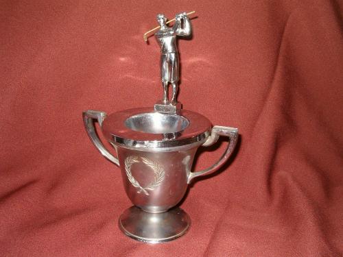 Male Golfer Pedestal Ashtray